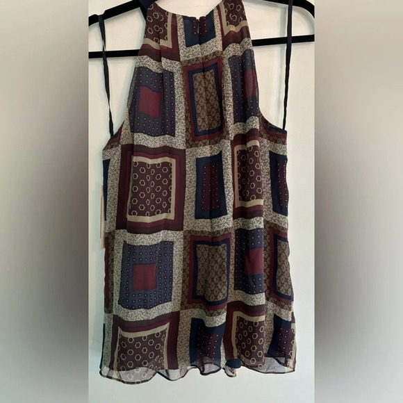 Worth Womens 100% silk halter top on patchwork pattern NWT size 6. MSRP $328 - Picture 2 of 11